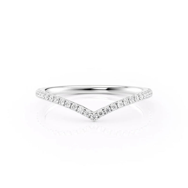 Chevron Style Round Cut Moissanite Eternity Band