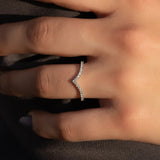 Chevron Style Round Cut Moissanite Eternity Band