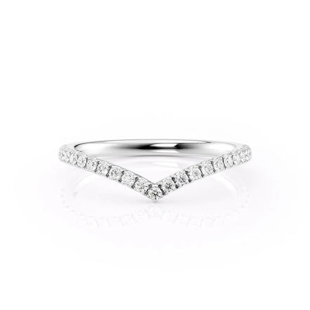 Round Cut Moissanite Diamond Chevron Style Wedding Band