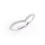 Round Cut Moissanite Diamond Chevron Style Wedding Band