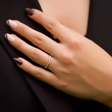 Round Cut Moissanite Diamond Chevron Style Wedding Band