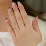 Round Cut Moissanite Diamond Chevron Style Wedding Band