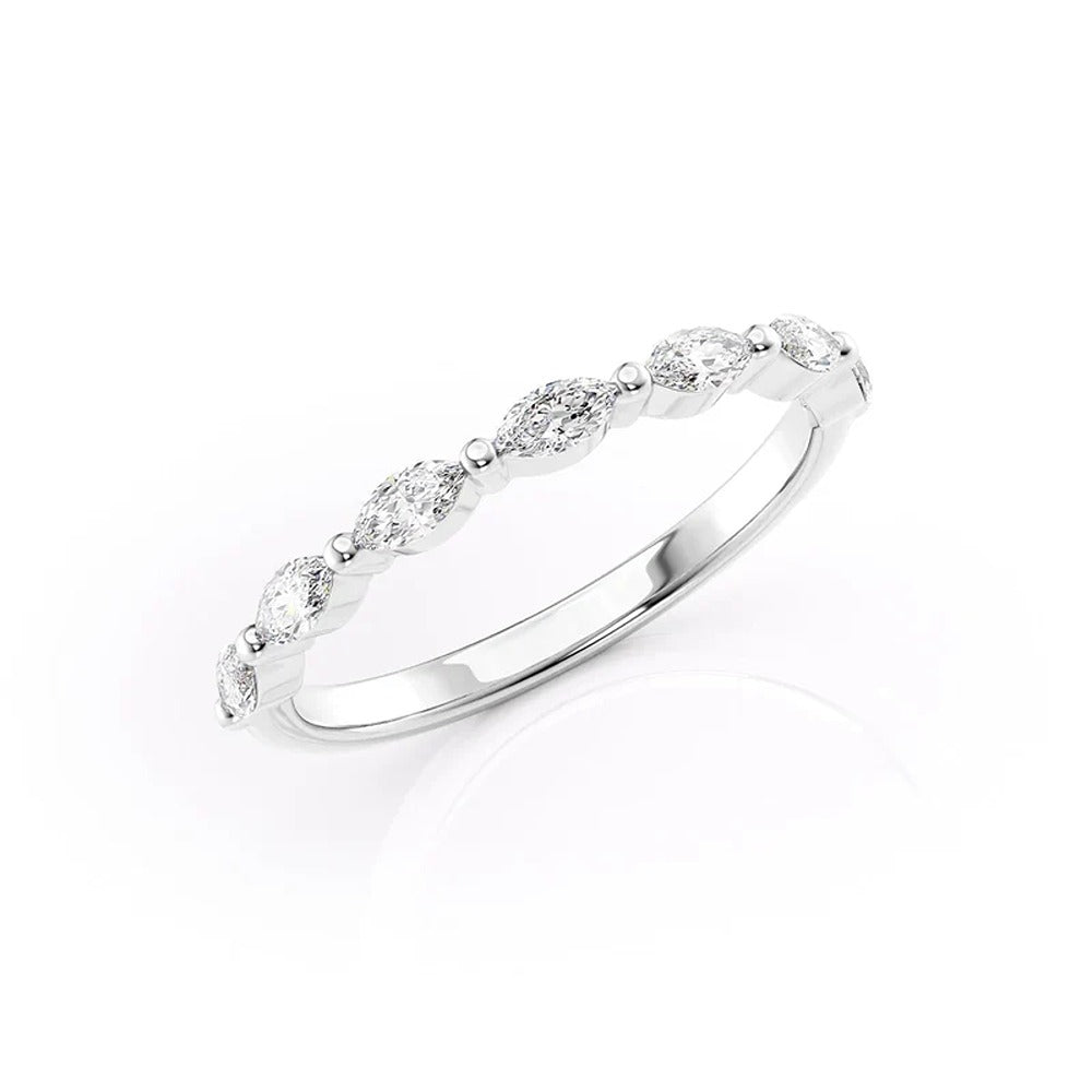 Marquise Cut Moissanite Wedding Proposal Band