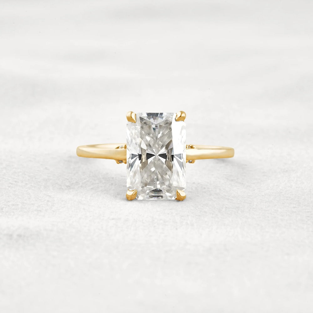 Radiant Cut Hidden Accent Moissanite Engagement Ring