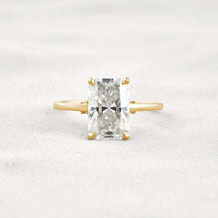 Radiant Cut Hidden Accent Moissanite Engagement Ring