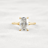Radiant Cut Hidden Accent Moissanite Engagement Ring
