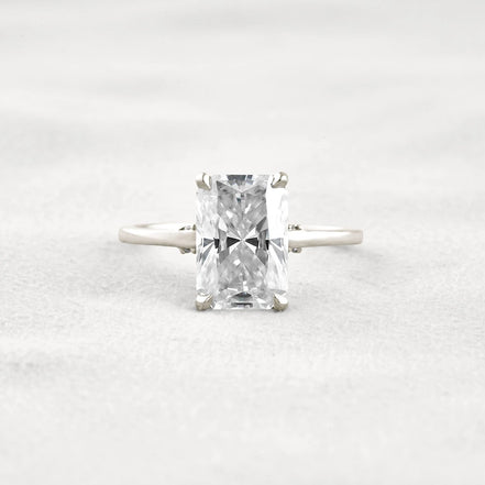 Radiant Cut Hidden Accent Moissanite Engagement Ring