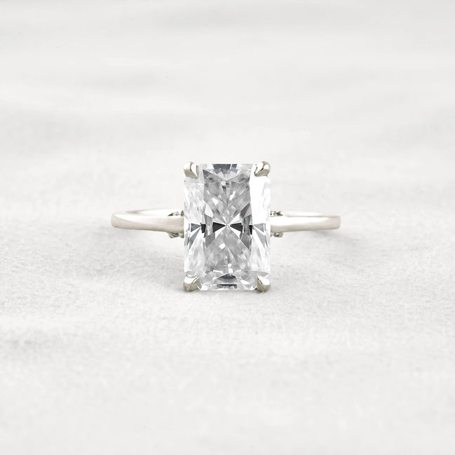 Radiant Cut Hidden Accent Moissanite Engagement Ring
