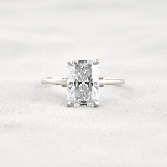 Radiant Cut Hidden Accent Moissanite Engagement Ring