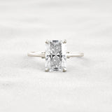 Radiant Cut Hidden Accent Moissanite Engagement Ring