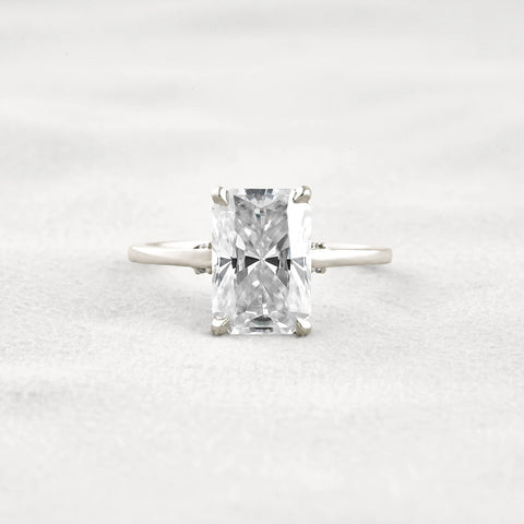 Radiant Cut Hidden Accent Moissanite Engagement Ring
