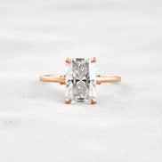 Radiant Cut Hidden Accent Moissanite Engagement Ring