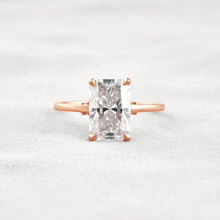Radiant Cut Hidden Accent Moissanite Engagement Ring