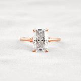 Radiant Cut Hidden Accent Moissanite Engagement Ring