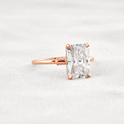 Radiant Cut Hidden Accent Moissanite Engagement Ring