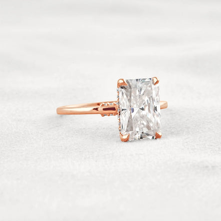 Radiant Cut Hidden Accent Moissanite Engagement Ring