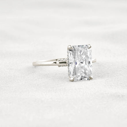 Radiant Cut Hidden Accent Moissanite Engagement Ring