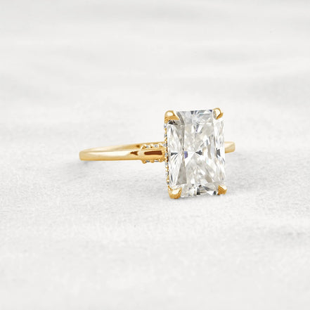 Radiant Cut Hidden Accent Moissanite Engagement Ring