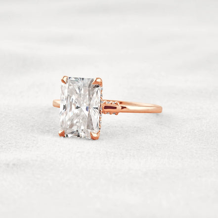 Radiant Cut Hidden Accent Moissanite Engagement Ring