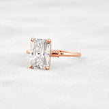 Radiant Cut Hidden Accent Moissanite Engagement Ring