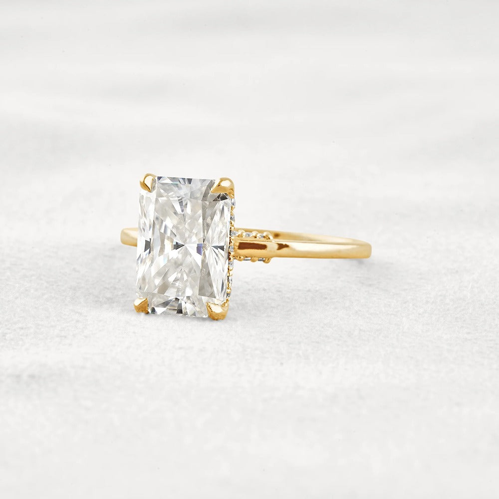 Radiant Cut Hidden Accent Moissanite Engagement Ring