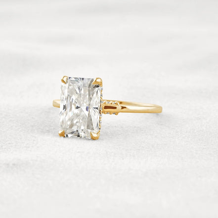 Radiant Cut Hidden Accent Moissanite Engagement Ring