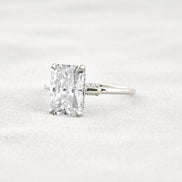 Radiant Cut Hidden Accent Moissanite Engagement Ring