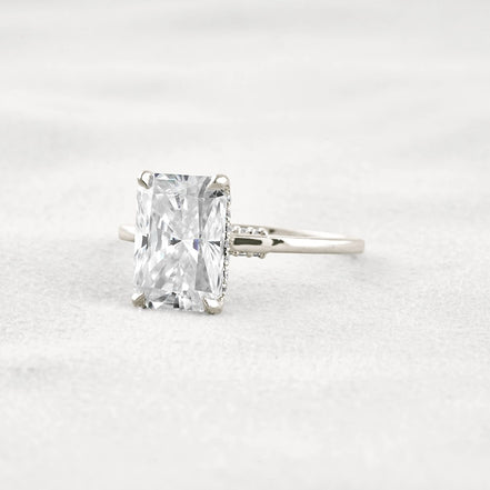 Radiant Cut Hidden Accent Moissanite Engagement Ring