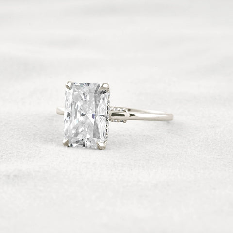 Radiant Cut Hidden Accent Moissanite Engagement Ring