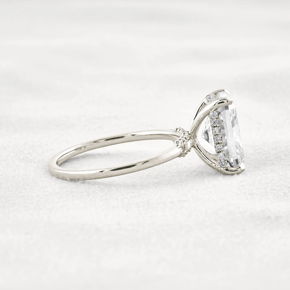 Radiant Cut Hidden Accent Moissanite Engagement Ring