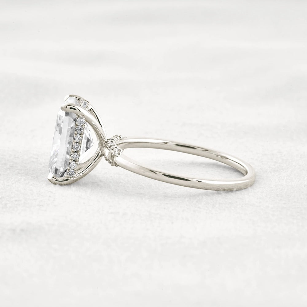 Radiant Cut Hidden Accent Moissanite Engagement Ring