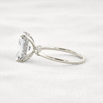 Radiant Cut Hidden Accent Moissanite Engagement Ring