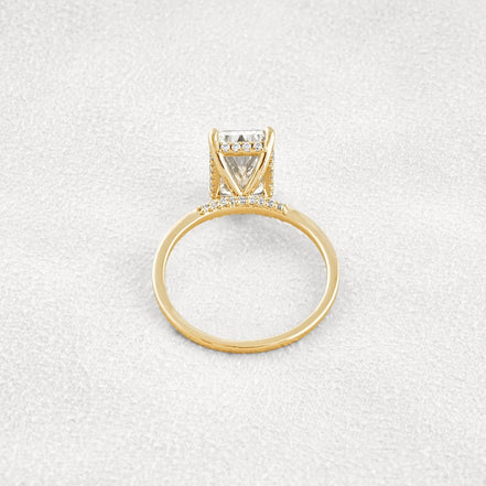 Radiant Cut Hidden Accent Moissanite Engagement Ring