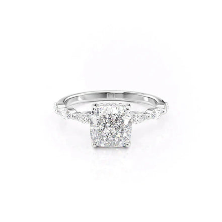 Hidden Halo Moissanite Cushion Cut Engagement Ring