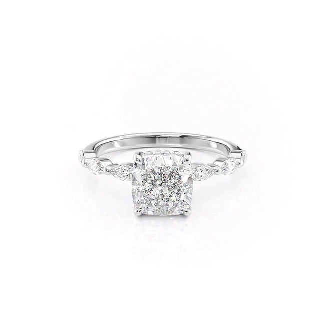 Hidden Halo Moissanite Cushion Cut Engagement Ring