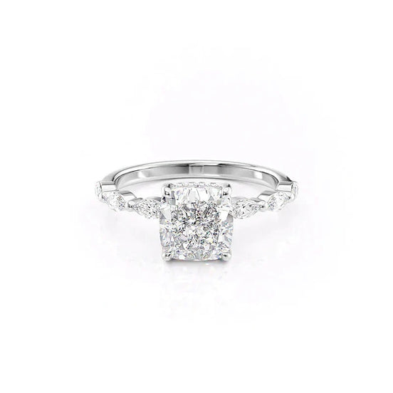 Hidden Halo Moissanite Cushion Cut Engagement Ring