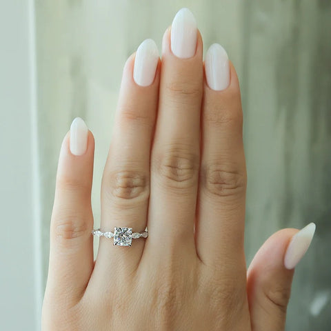 Hidden Halo Moissanite Cushion Cut Engagement Ring