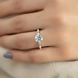 Round Cut Hidden Halo Moissanite Engagement Ring