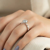 Round Cut Hidden Halo Moissanite Engagement Ring