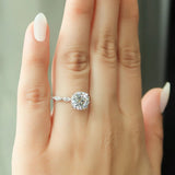 Round Cut Hidden Halo Moissanite Engagement Ring