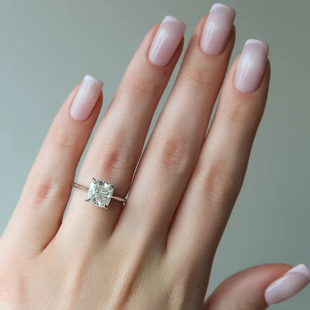 Hidden Accent Moissanite Cushion Cut Ring