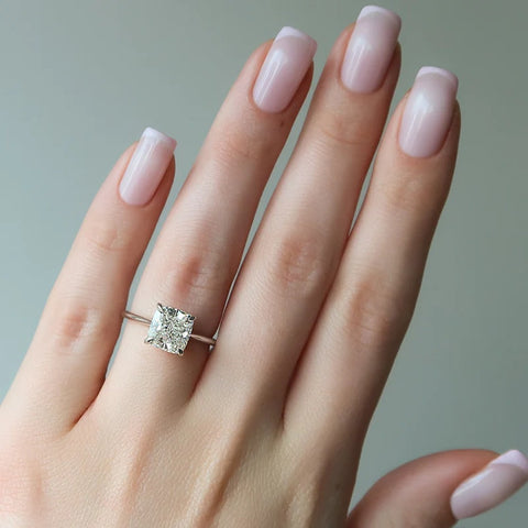 Hidden Accent Moissanite Cushion Cut Ring