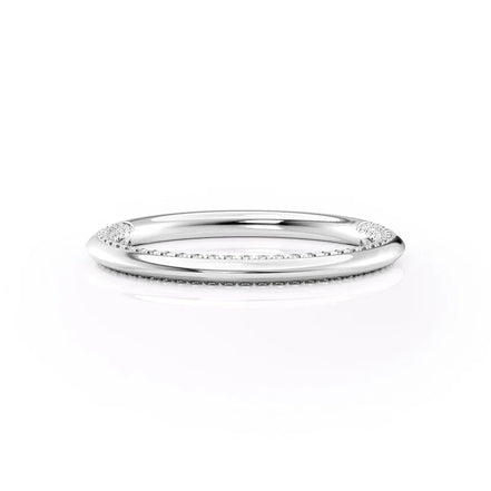 Round Cut Hidden Accent Moissanite Knife Edge Wedding Band