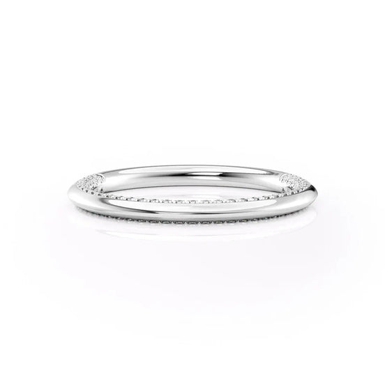 Round Cut Hidden Accent Moissanite Knife Edge Wedding Band