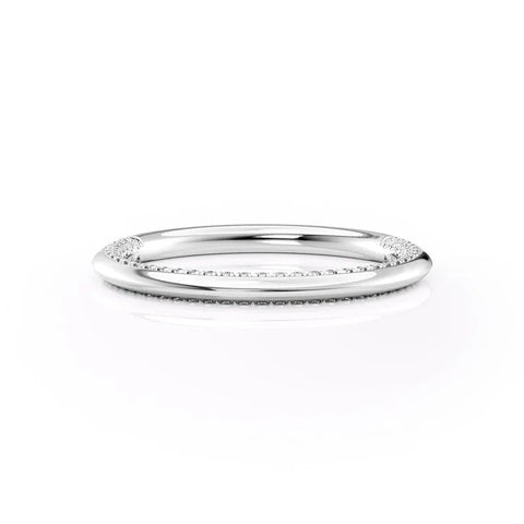 Round Cut Hidden Accent Moissanite Knife Edge Wedding Band