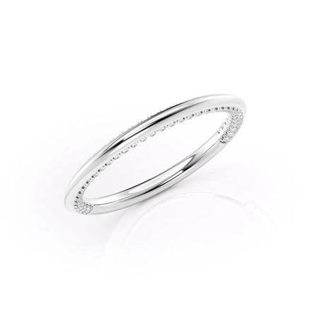 Round Cut Hidden Accent Moissanite Knife Edge Wedding Band
