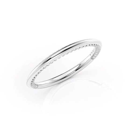 Round Cut Hidden Accent Moissanite Knife Edge Wedding Band