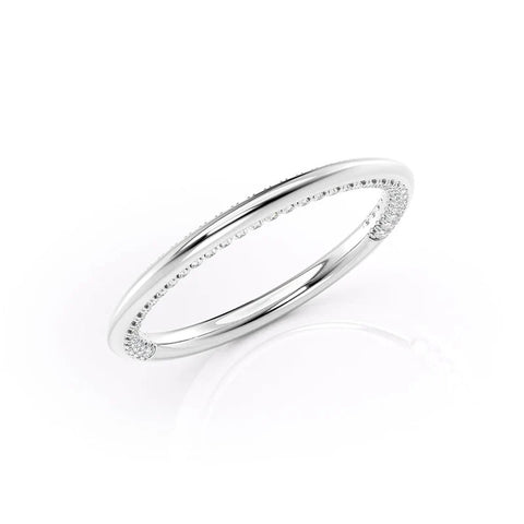 Round Cut Hidden Accent Moissanite Knife Edge Wedding Band