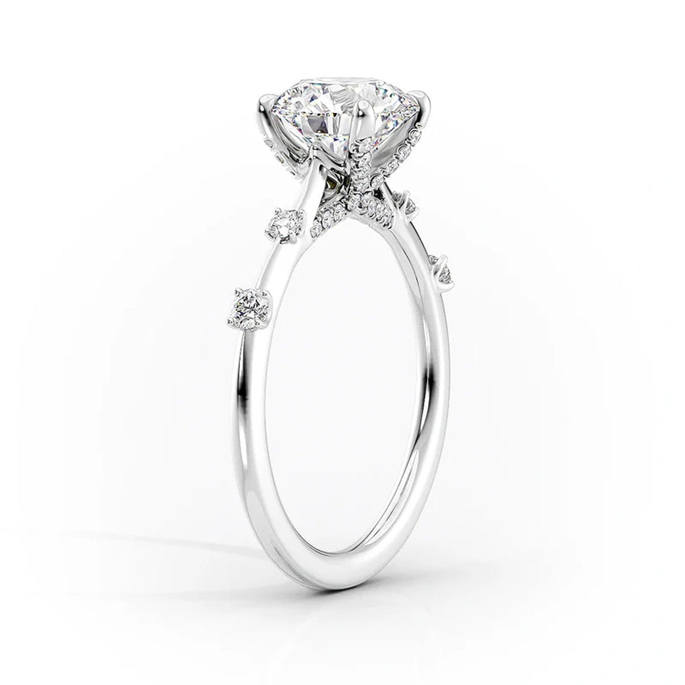Hidden Accent D Color Moissanite Pear Cut Diamond Ring
