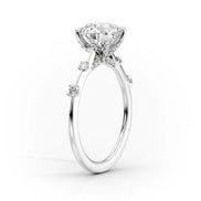 Round Cut Moissanite Unique Hidden Accent Diamond Ring